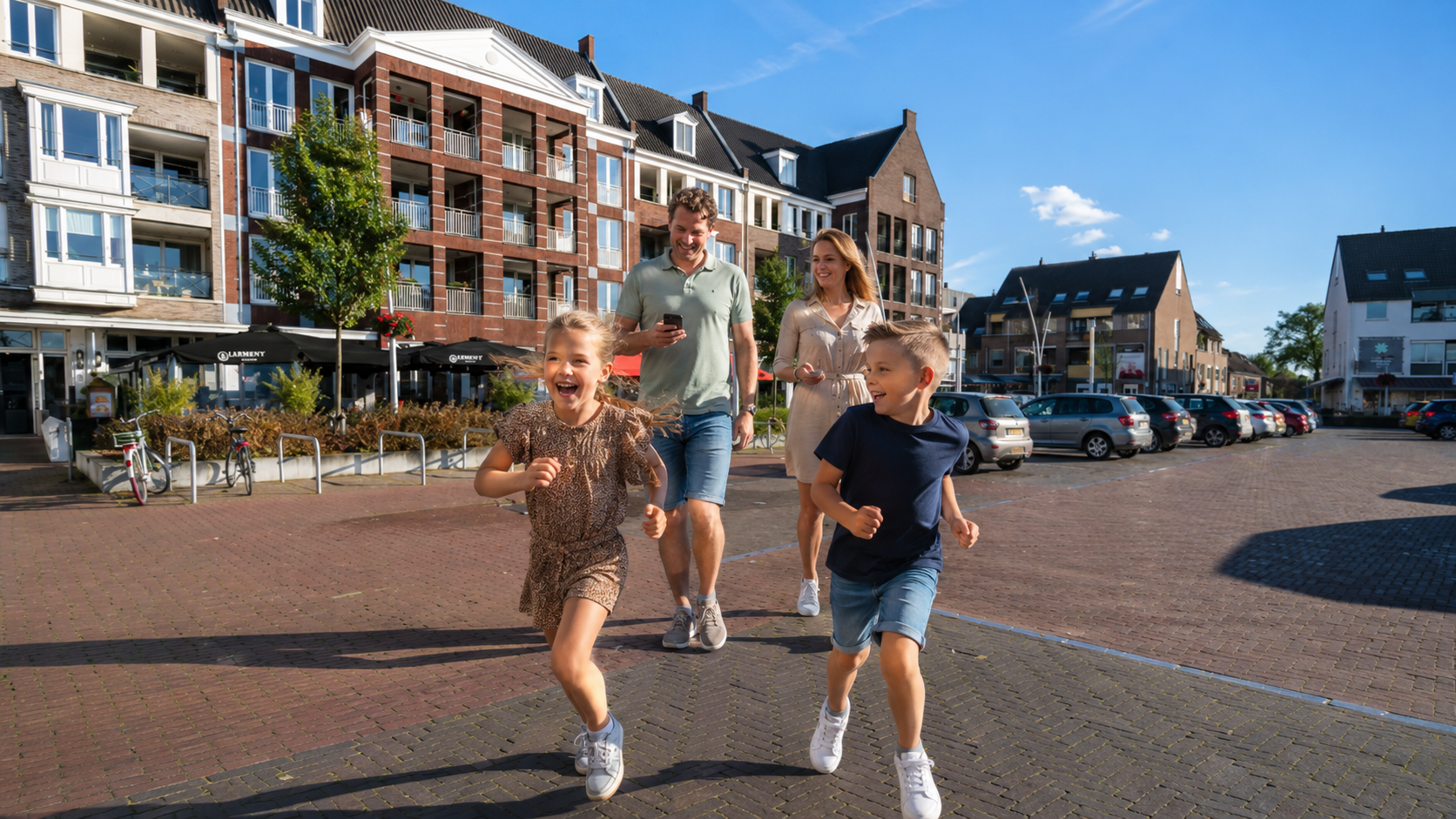 Gezin met kinderen spelen heksenjacht in Bladel tijdens de zomervakantie