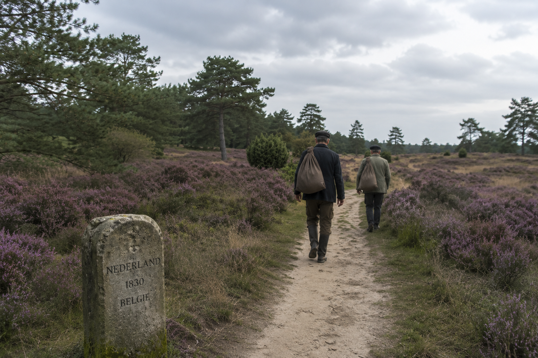Heidewandeling bij de grensmarker
